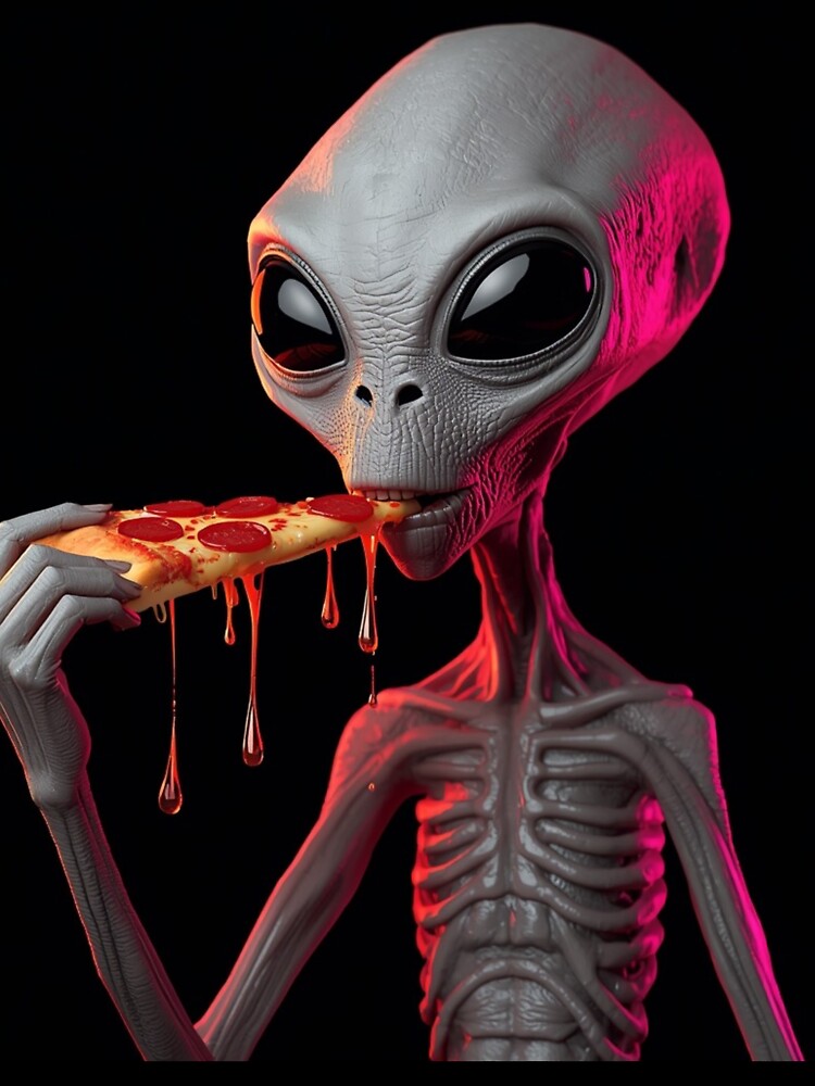Alien Eating Pizza Pixel Art by PixelVibe782