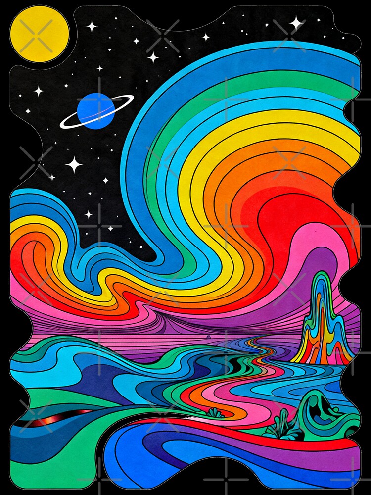 Neon Psychedelic Landscape – Trippy Pop Art Urban Dream by PLUSHIWORLDtm
