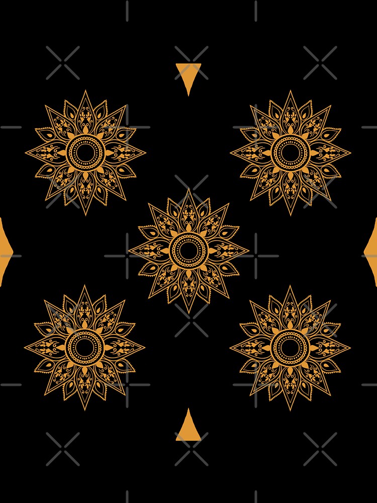 Flower patterns gold on black by Chaoticzarts