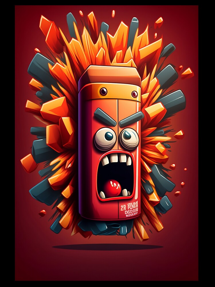 Colorful Cartoon Angry Dynamite Stick Design by EnzoZs