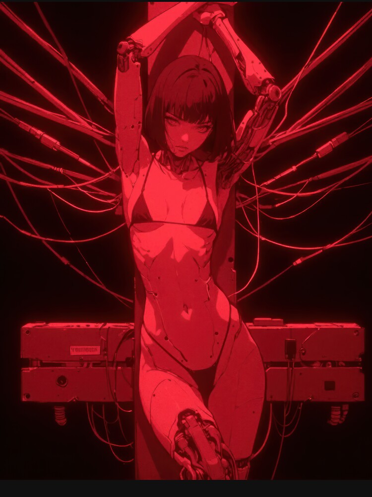 cyberpunk upside down cross anime lady by bootleg chronicles