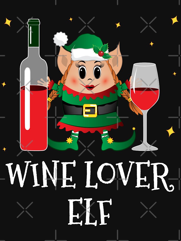 Christmas Wine Lover Elf Drinking Funny Cute Party Elf by ZNOVANNA