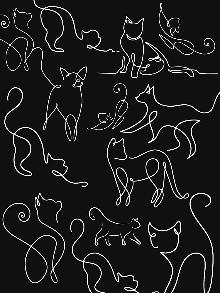 Black cats, doodle style, Dark themed! by ByNiran