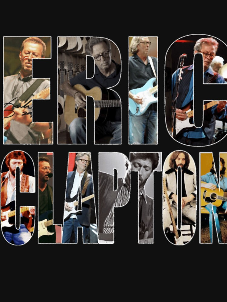 For Men Women Eric Clapton Oversized Retro Guitar Collage Poster by duffkebattclum