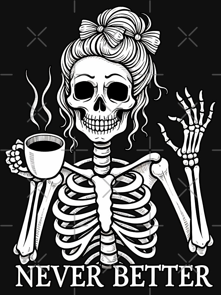 Funny skeleton drinking coffee by DariusZD