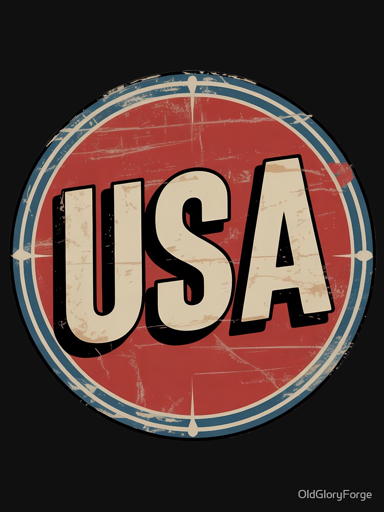 Retro USA Badge – Vintage Circular Americana by OldGloryForge