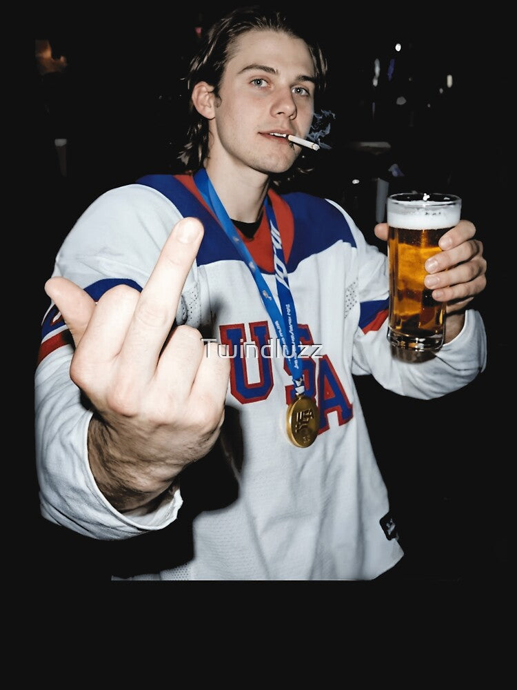 Funny Jack Hughes Usa Gold Hockey by Twindluzz