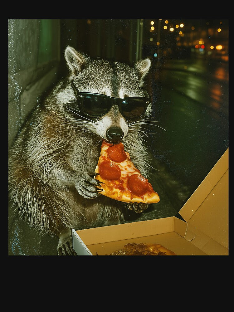 Raccoon Eating Pizza Vintage Meme by MelenebStore