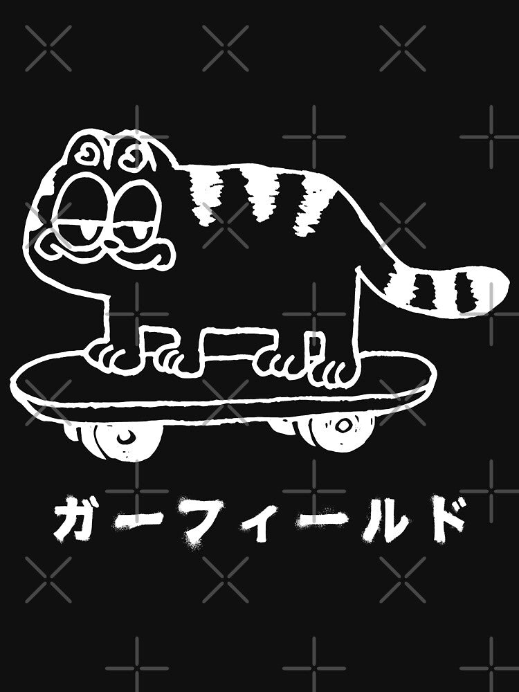 Garfield Japanese Skateboard (white artwork) by Kevin Chaves