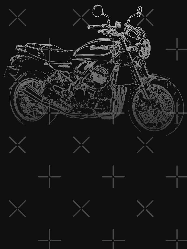 Kawasaki Z900RS pencil silhouette motorcycle naked bike retro by logotechdesign