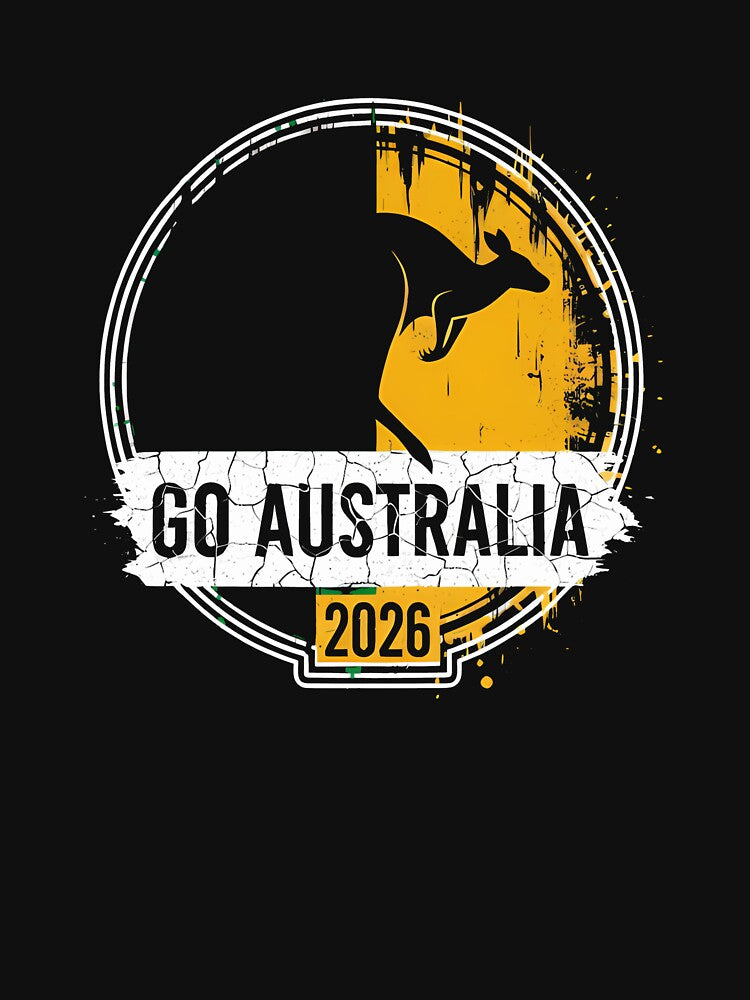Golden Green Kangaroo Emblem Go Australia 2026 Supporter Design T-Shirt_83662099 by theGreatWASABI