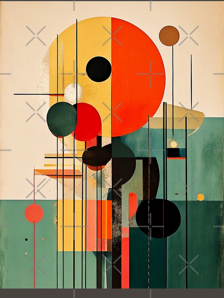 Mid-Century Modern Geometric Abstract Art – Retro 50s Inspired Minimalist Design by CattlettArt