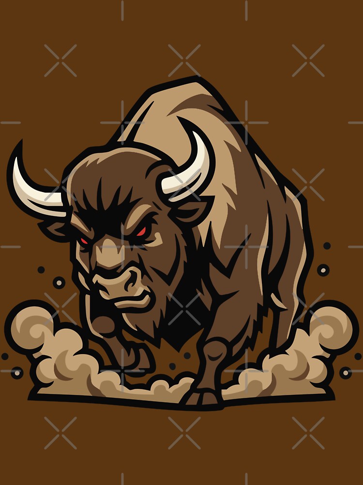 Wild Bison Charge Mascot Buffalo Spirit by PixelStudioBe
