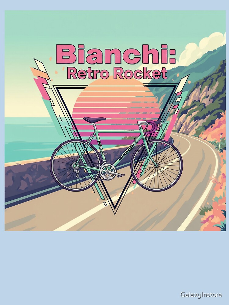 Bianchi T-Shirt - Retro Rocket 80s Pastel Bike Tee by GalaxyInstore