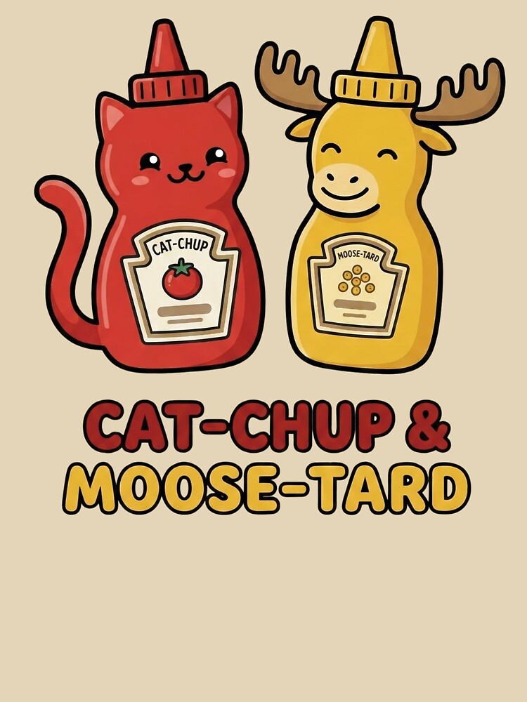 Cat-chup & Moose-tard – Funny Food Pun Animal Design by aiqdelicia
