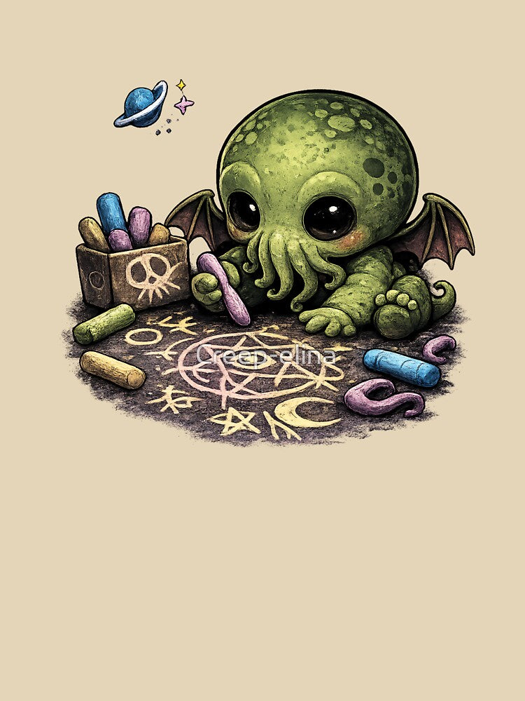 Baby Cthulhu Drawing with Chalk – Dark Cute Lovecraftian Monster by Creep-elina