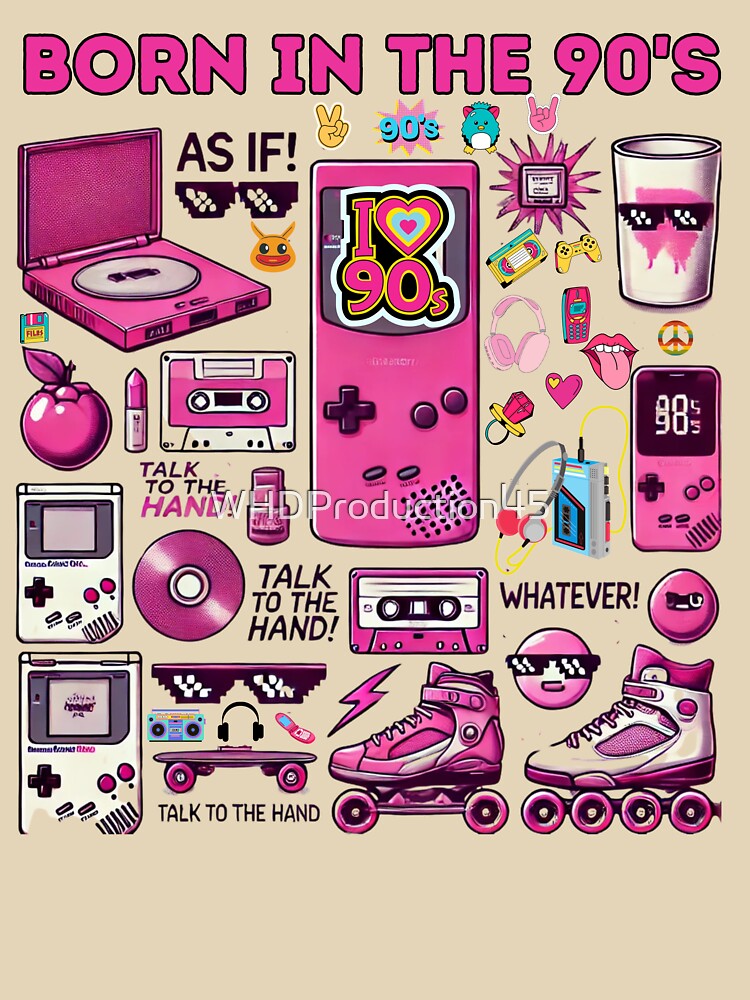 Retro 90s Pink Collage – Cassette, Mic, Boombox & Sunglasses Design by WHDProduction45