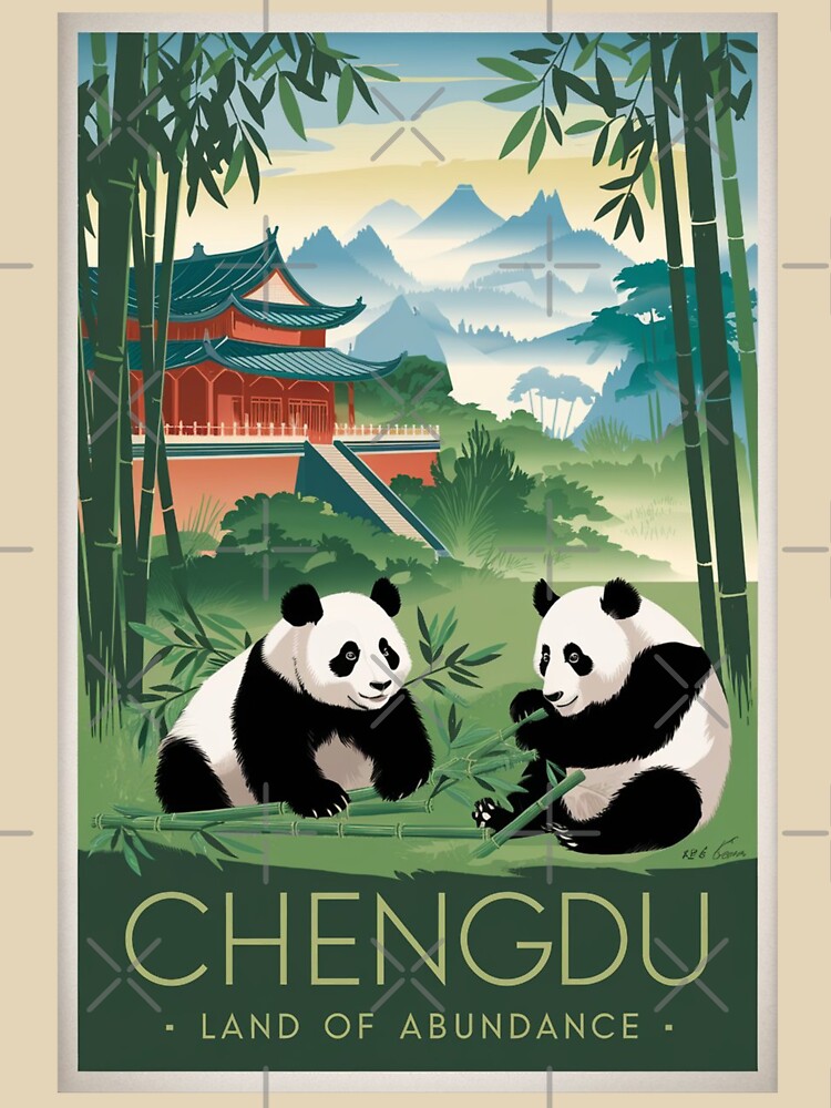 Chengdu Vintage Travel Poster by TravelerRat