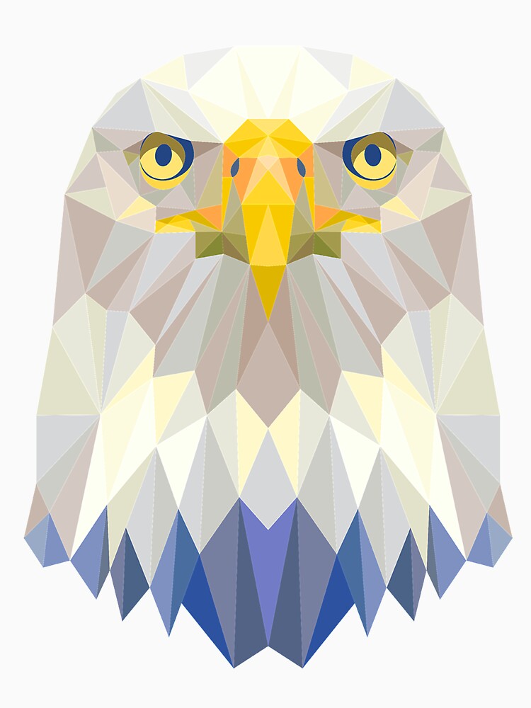 Bald Eagle Head USA T-Shirt Geometric Polygon Design Tee by AllStarMerch