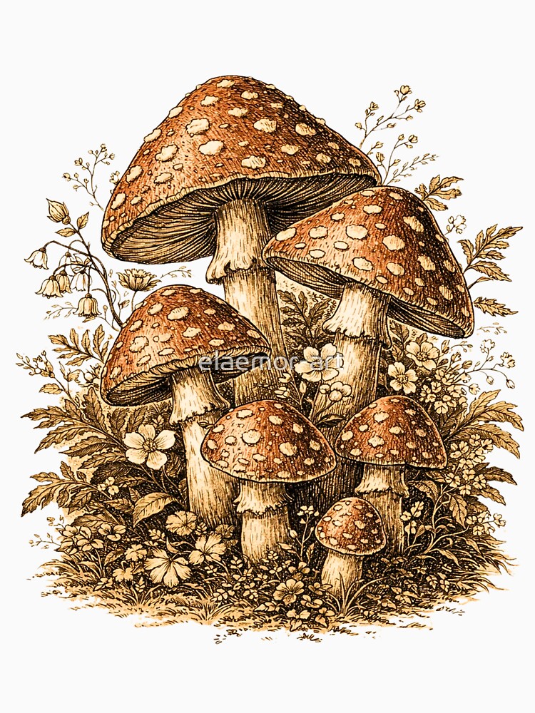Mushroom Field Retro by elaemor-art