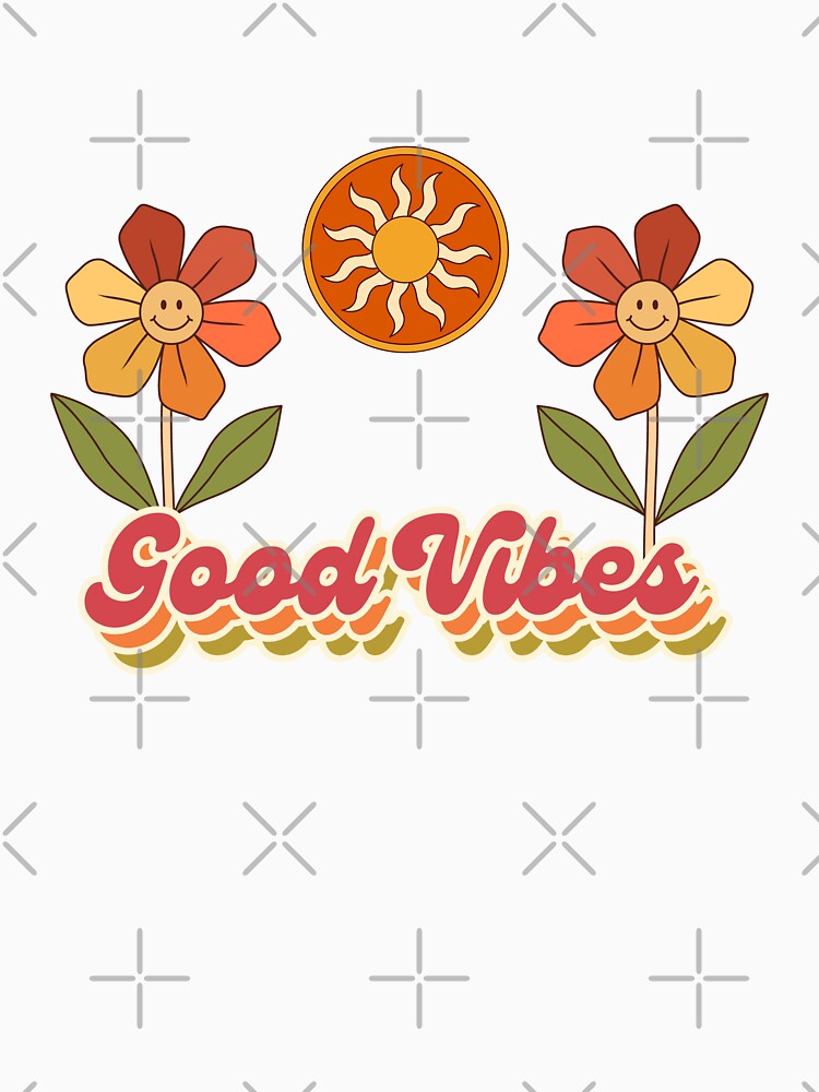 Good Vibes Retro Hippie Flowers by JadedLilacsArt