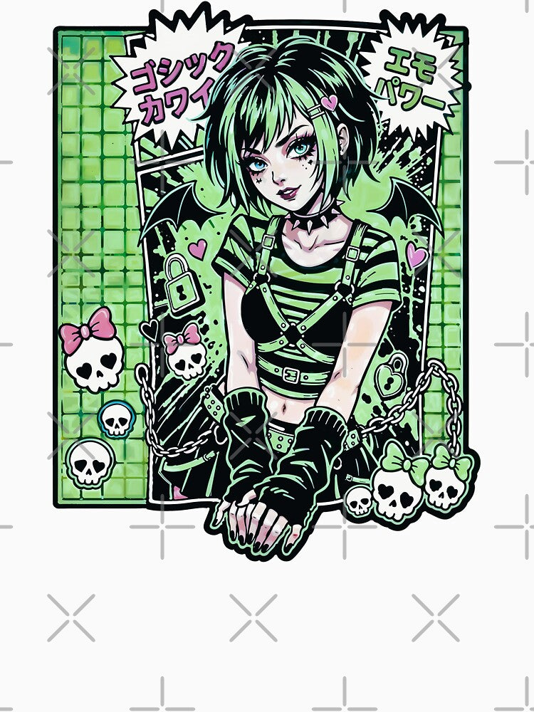 Gothic Kawaii Emo Girl Green Aesthetic by D6rkT3chDemon