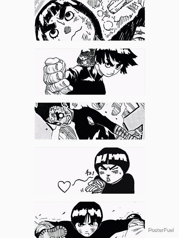 Rock Lee Manga Panels – Black and White Anime Aesthetic by PosterFuel