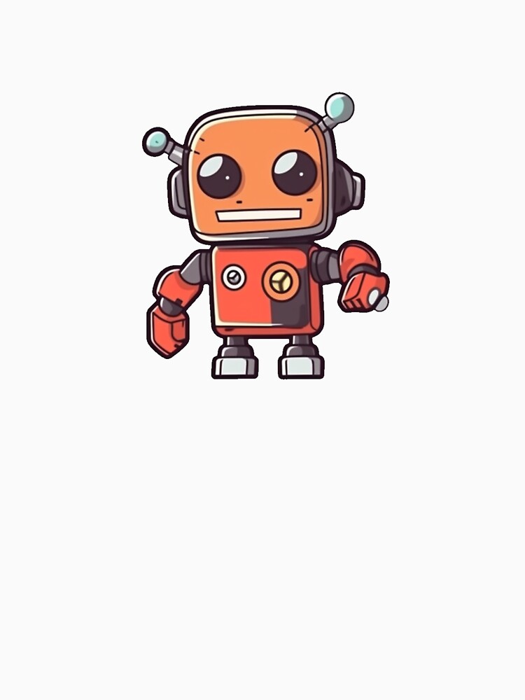 Fun Futuristic Robot Cartoon, Orange and Red by jakeparco