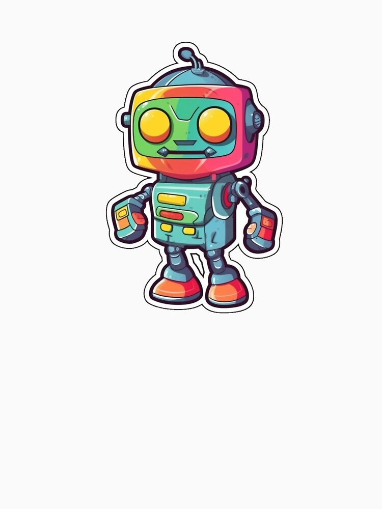 Colorful Robot Cartoon, Fun Groovy Robot by jakeparco