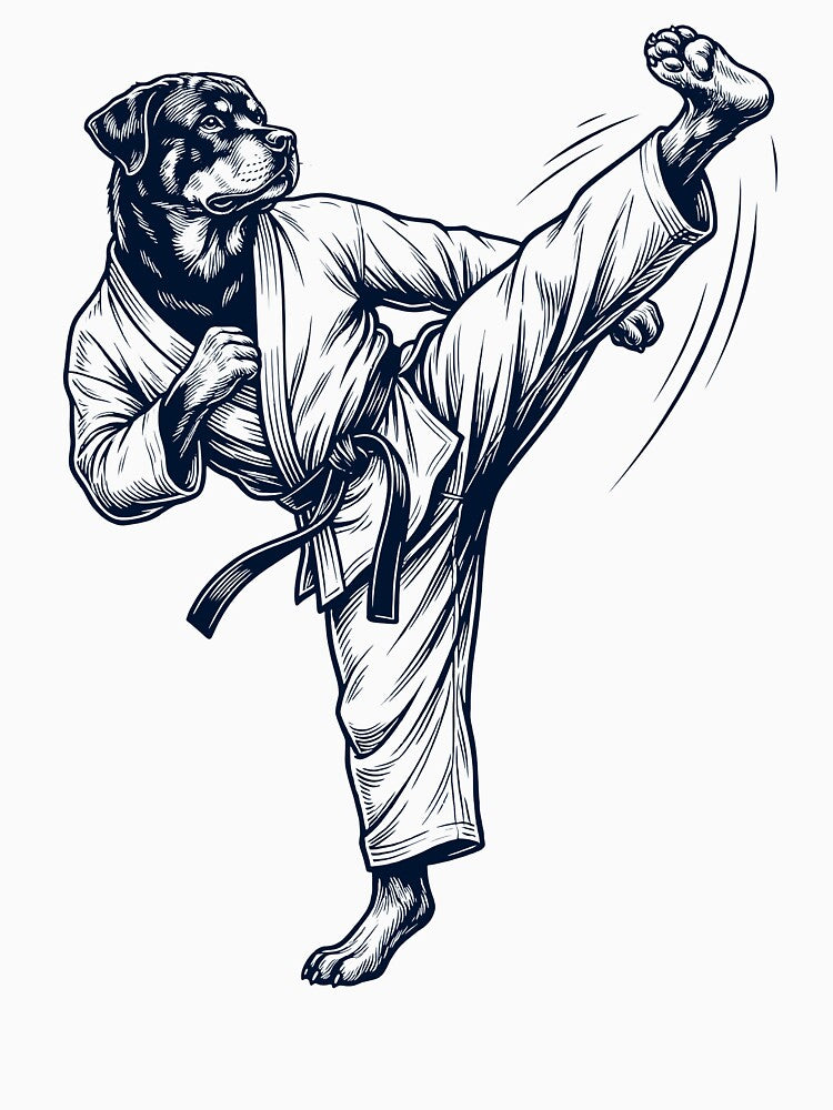 Vintage Rottweiler Doing Karate Martial Art Dog Lover by TerryConnells