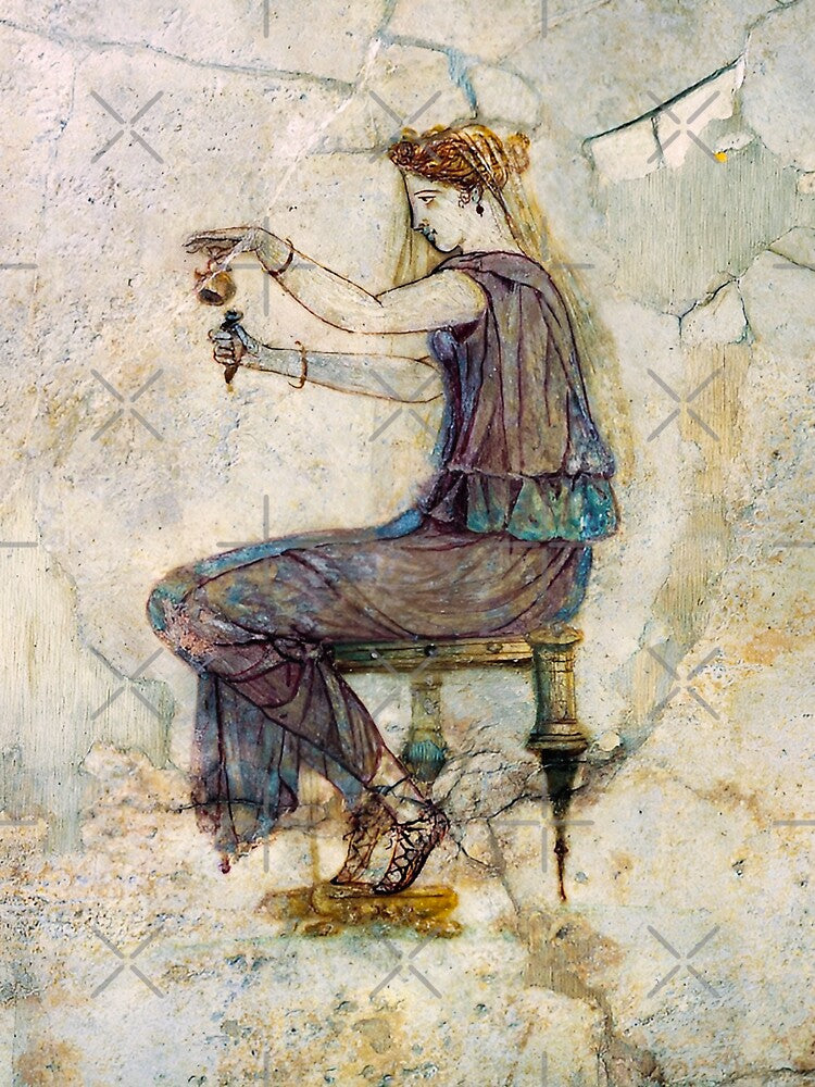 Ancient Roman fresco painting. Woman with perfume. by likiska