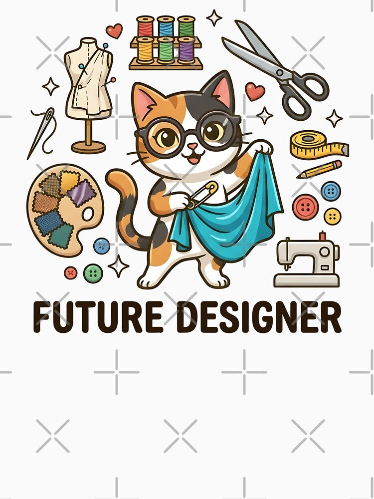 Cute Cat Future Designer Kids T-Shirt – Creative Cat Cartoon by DIRTYSKETCHH
