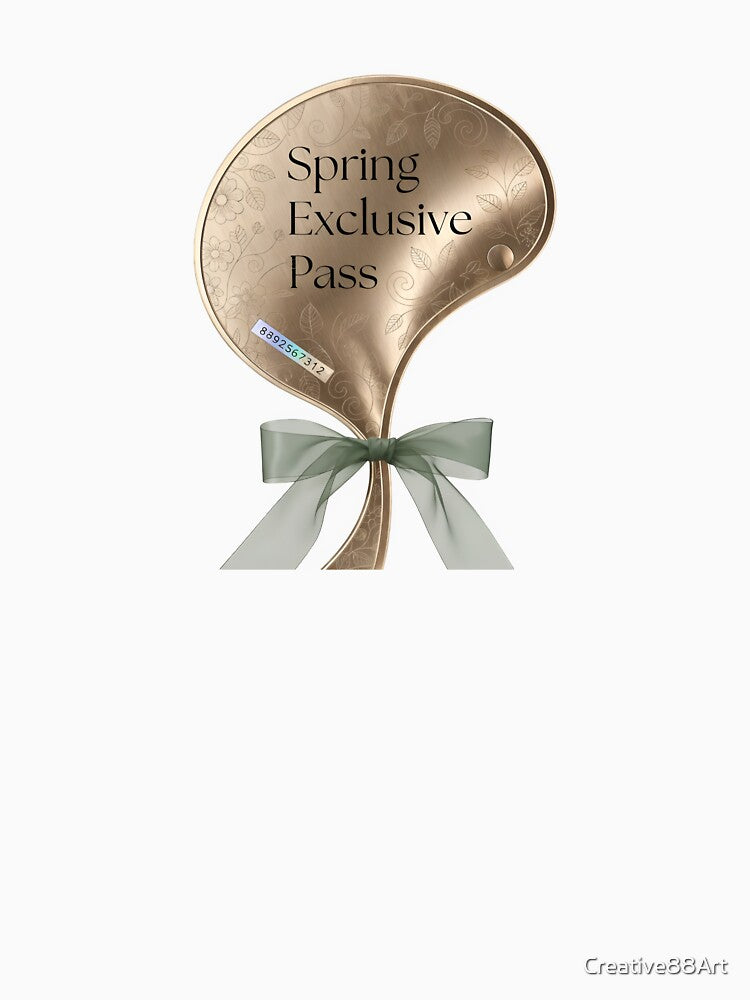 Golden Spring Exclusive Pass with elegant green bow and floral design by Creative88Art