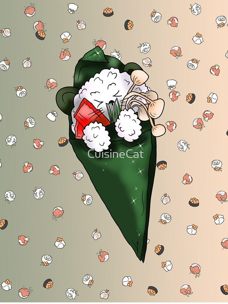 sleepy cartoon sushi temaki by CuisineCat