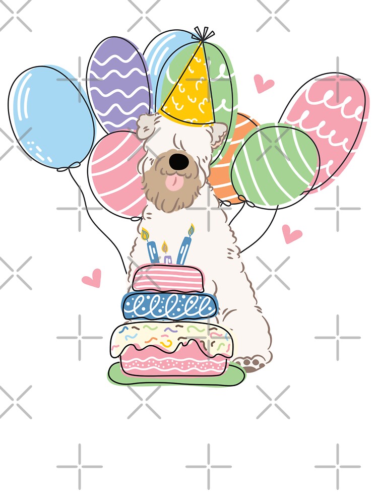 White Soft Coated Wheaten Terrier Dog Birthday Party by Lulupainting