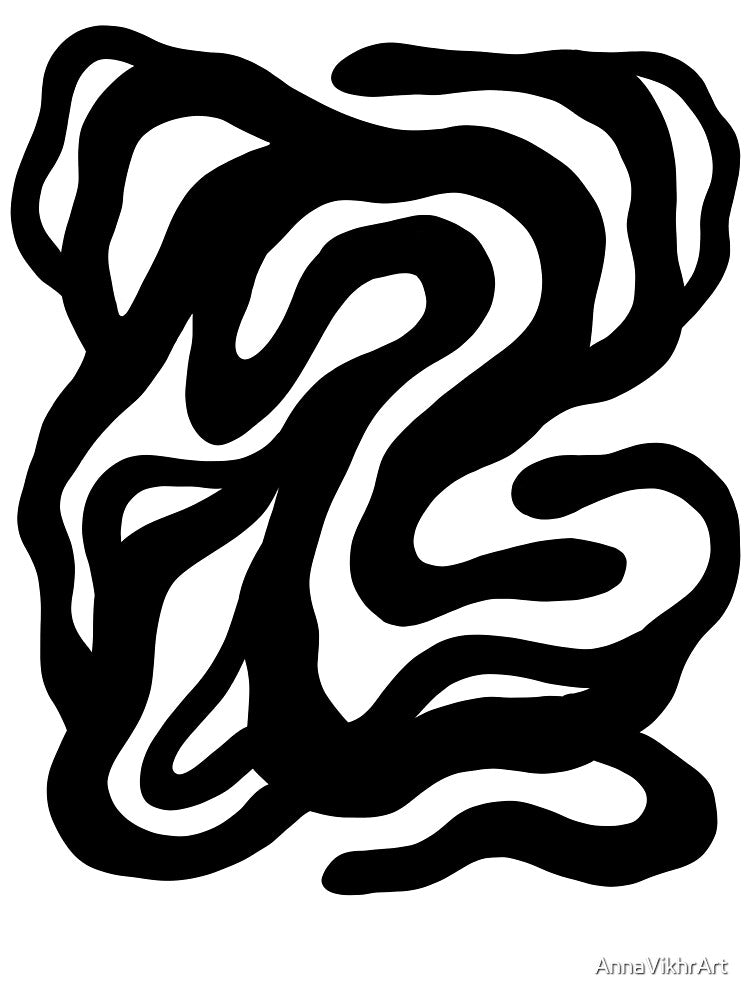 Bold Black Abstract Fluid Shapes by AnnaVikhrArt