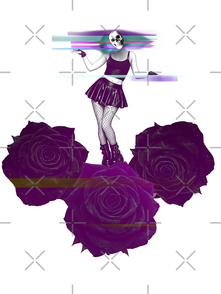 Gothic Glitch Girl With Black Roses by Glitch Ink