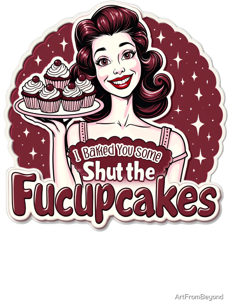 Funny Vintage Housewife I Baked You Some Shut The Fucupcakes by ArtFromBeyond
