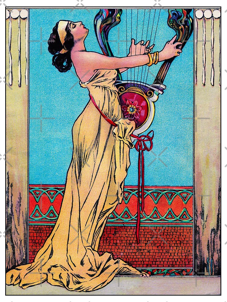 Maiden Harpist - Vintage Art Nouveau by elevens