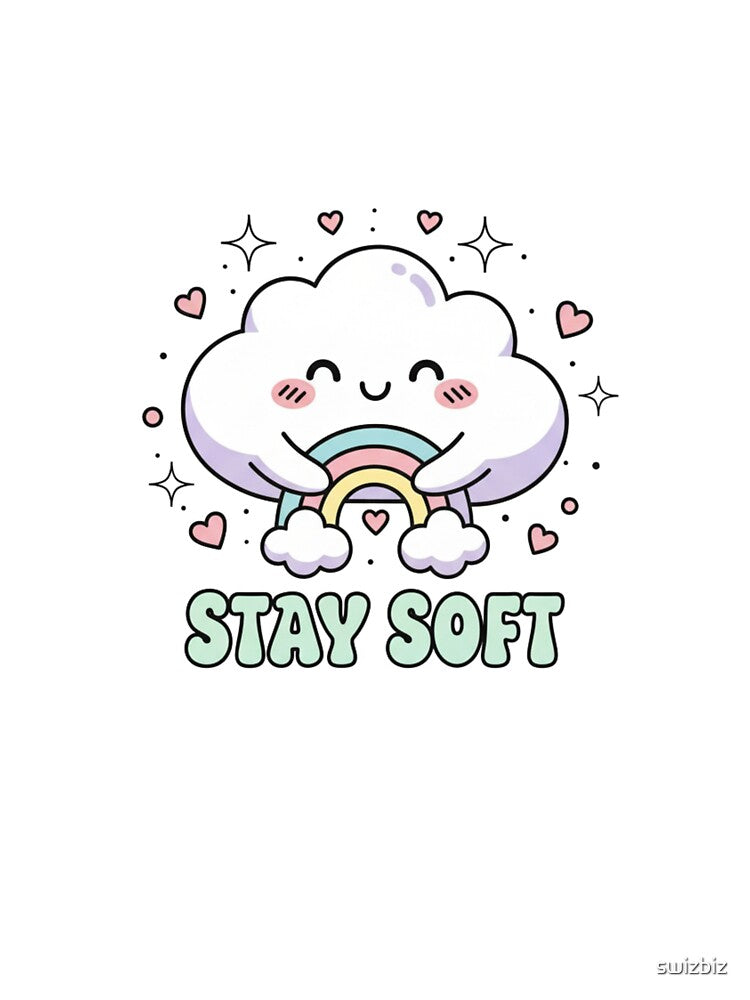 Stay Soft ☁️? – Kawaii Cloud Hug T-Shirt Design by swizbiz