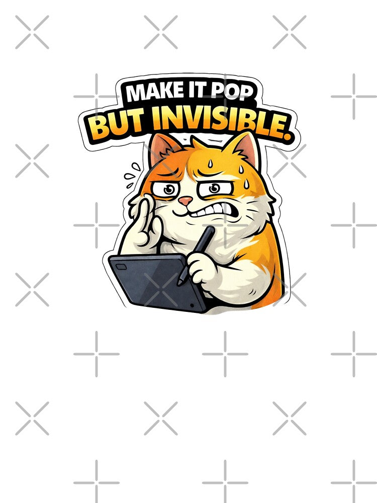 Make It Pop But Invisible. — Graphic Designer Cat Sticker by Gentlestate