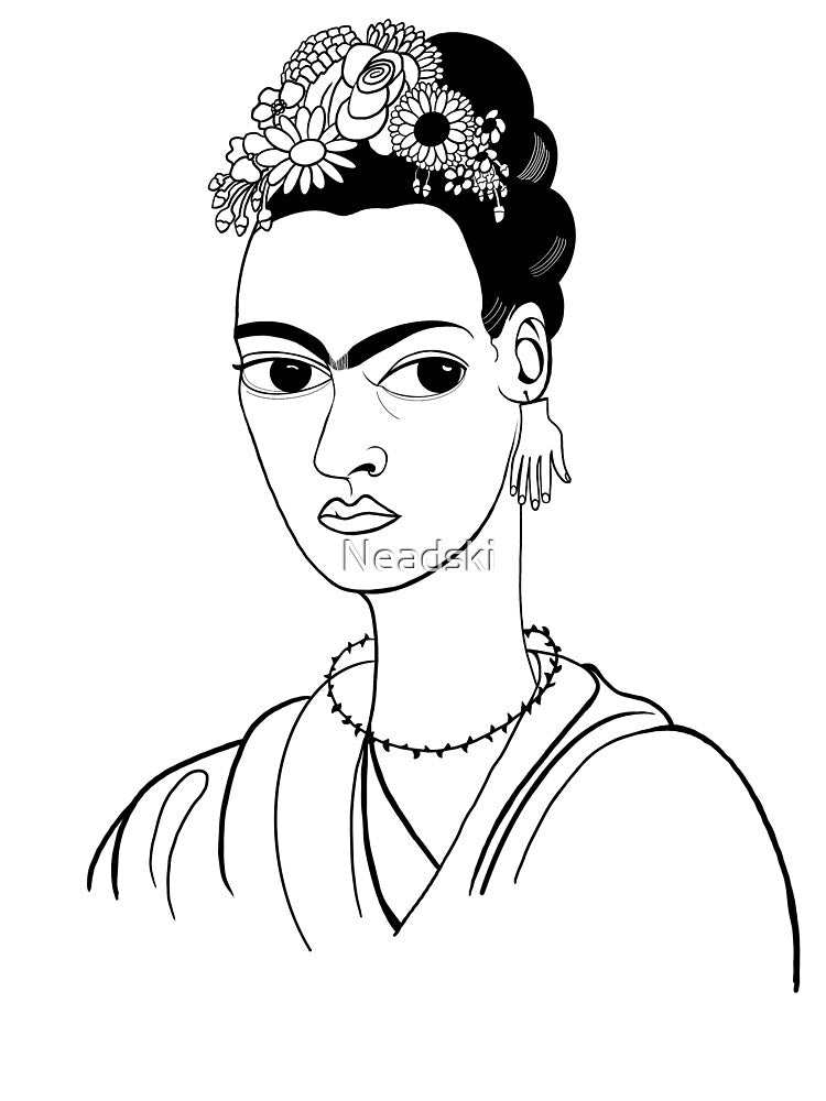 Frida Kahlo Black and White by Neadski