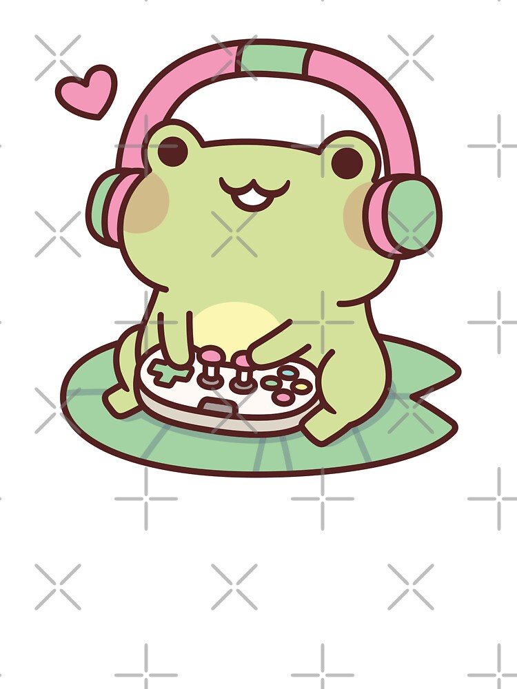 Cute Gamer Frog Loves Playing Video Games by rustydoodle