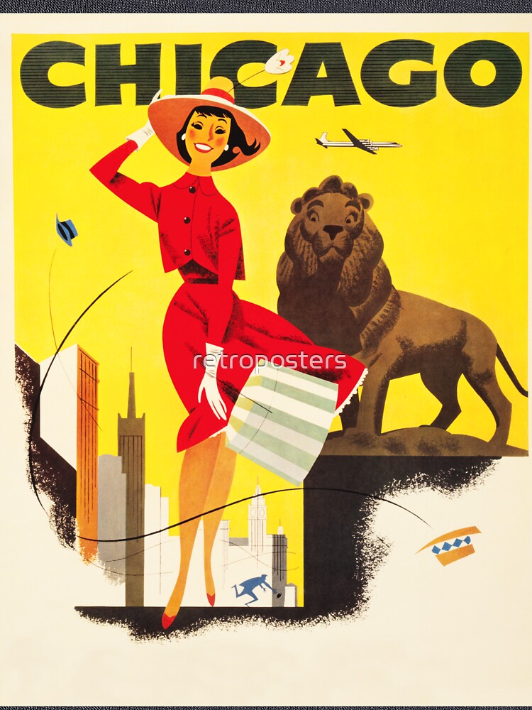 Visit CHICAGO Art Institute of Chicago Vintage America Holidays Travel Advertisement by retroposters