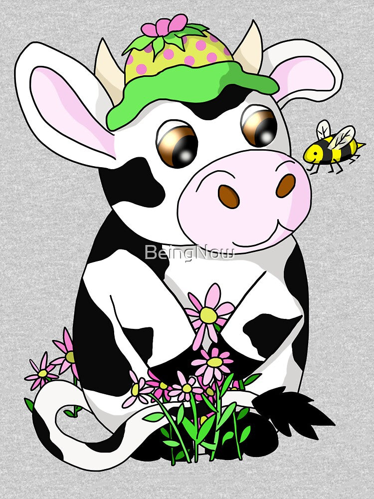 cartoon cow and a bee by BeingNow