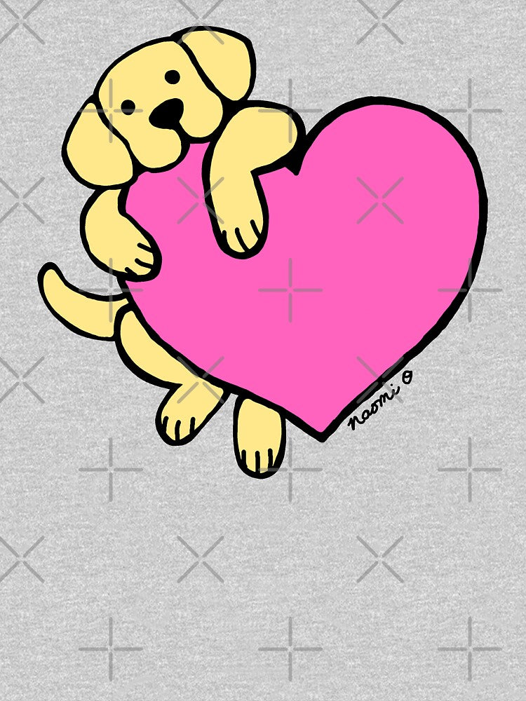 Yellow Labrador and Pink Heart by HappyLabradors