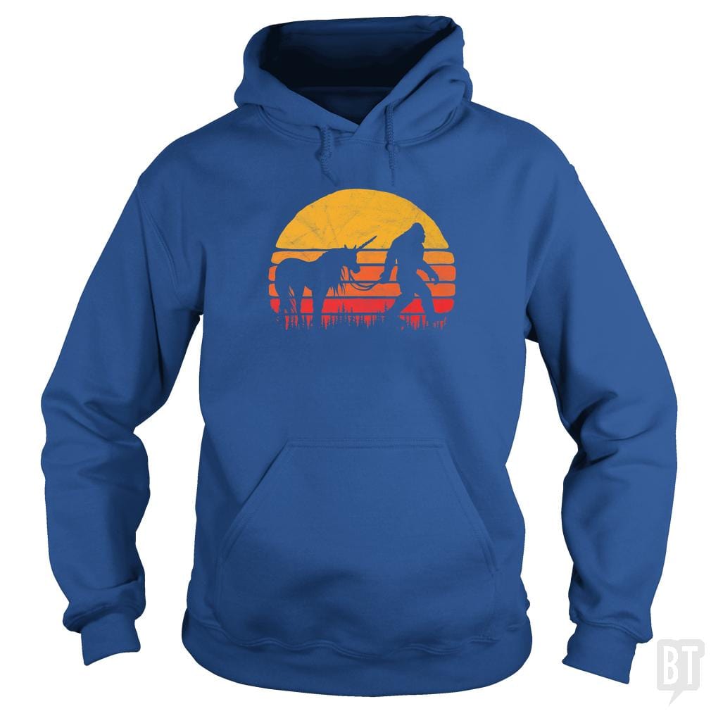 Funny Bigfoot Sasquatch and Unicorn Hoodie