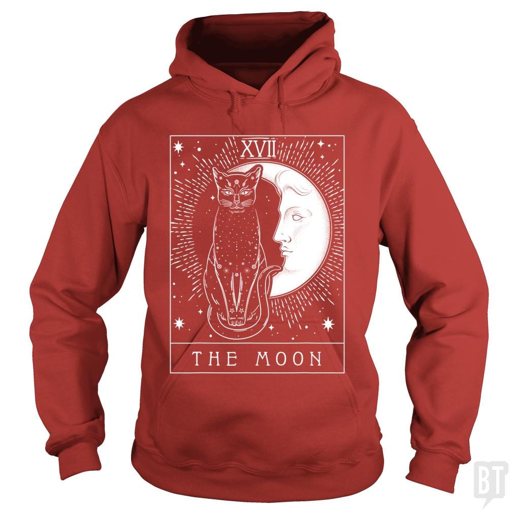Tarot Card Crescent Moon And Cat Graphic Hoodie