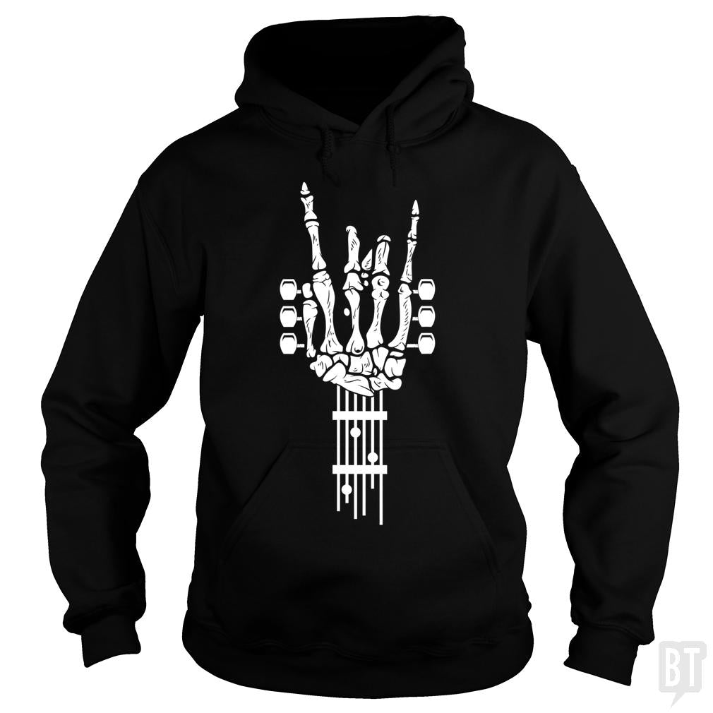 Rock & Roll Skeleton Guitar Music Lover Gift Hoodie