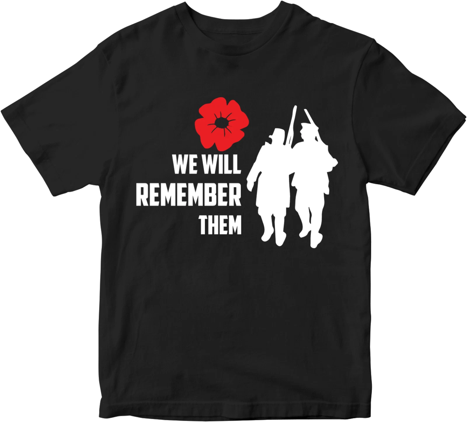 We Will Remember Them T-shirt Lest We Forget Poppy Flower British Armed War